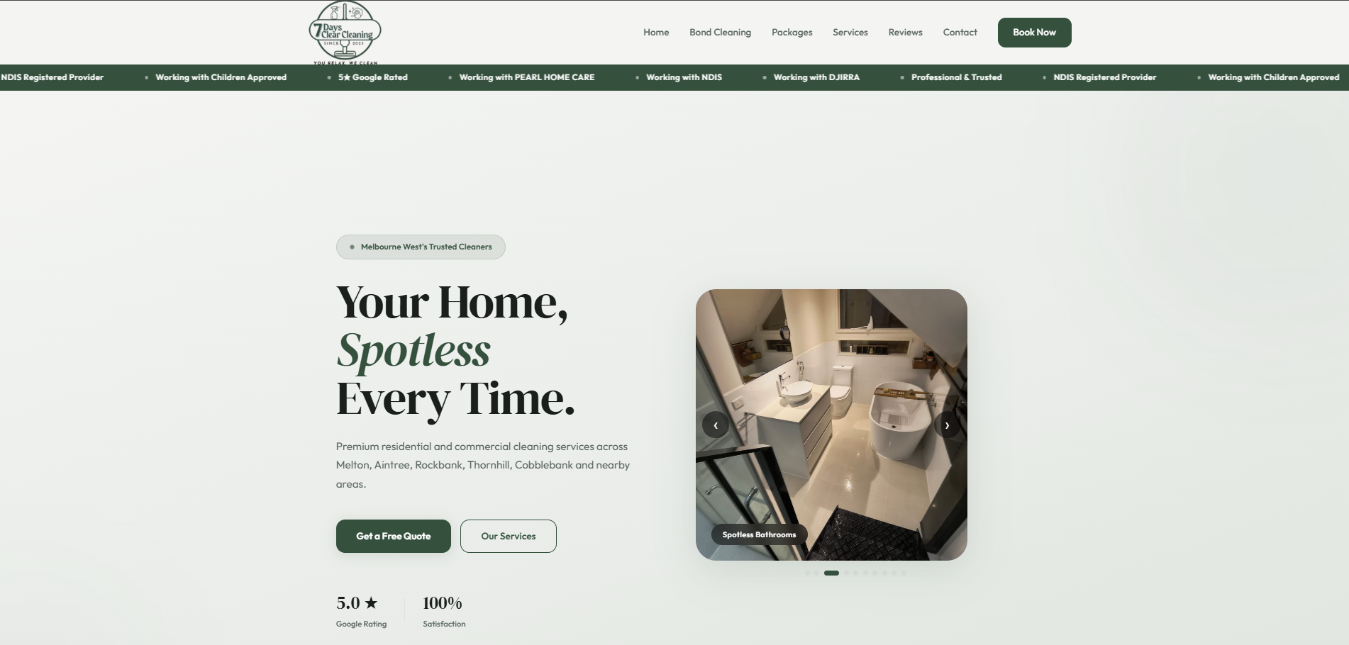 7 Days Clear Cleaning website — residential and commercial cleaning in Melbourne West